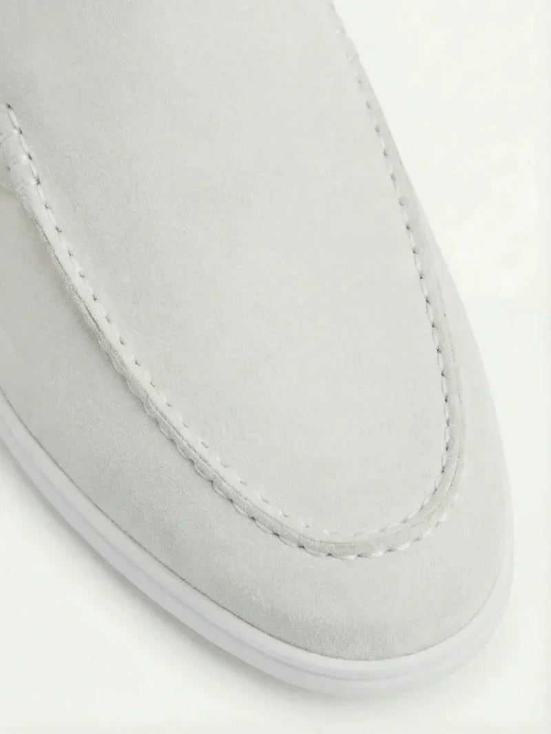 catalog-src:54b19d292f73 White Suède Yacht Mule